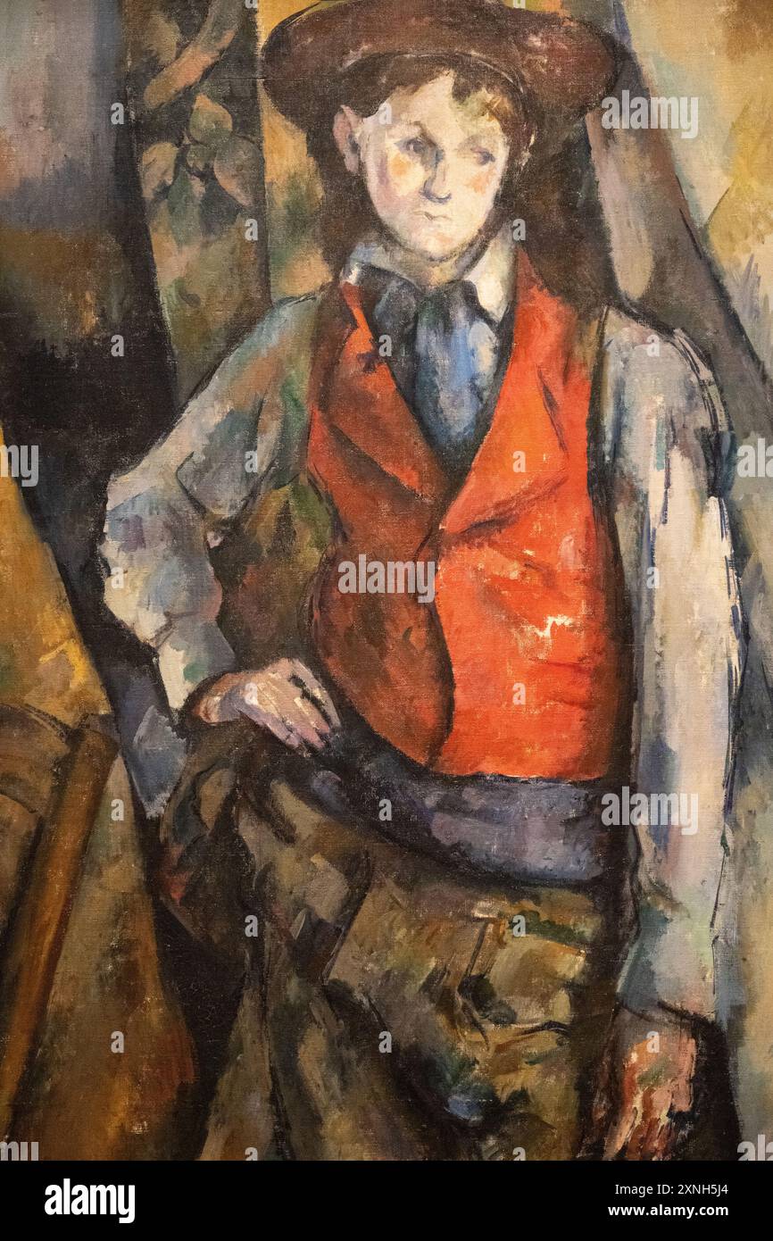 Dipinto di Paul Cezanne chiamato Boy in a Red Waistcoat, dipinto nel 1888-1890 Foto Stock