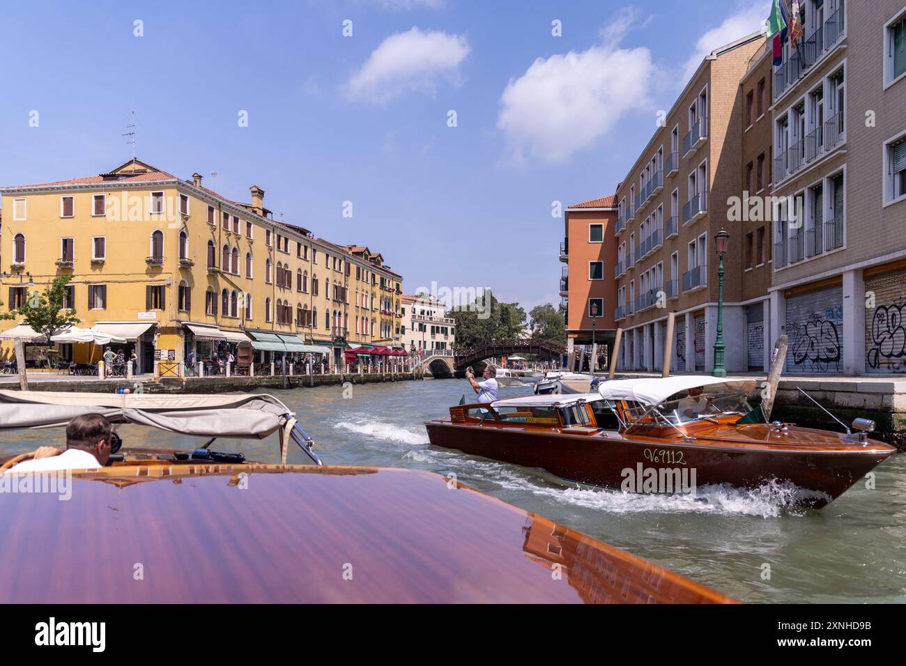 Barca a motore Riva Venezia, Italia Foto Stock