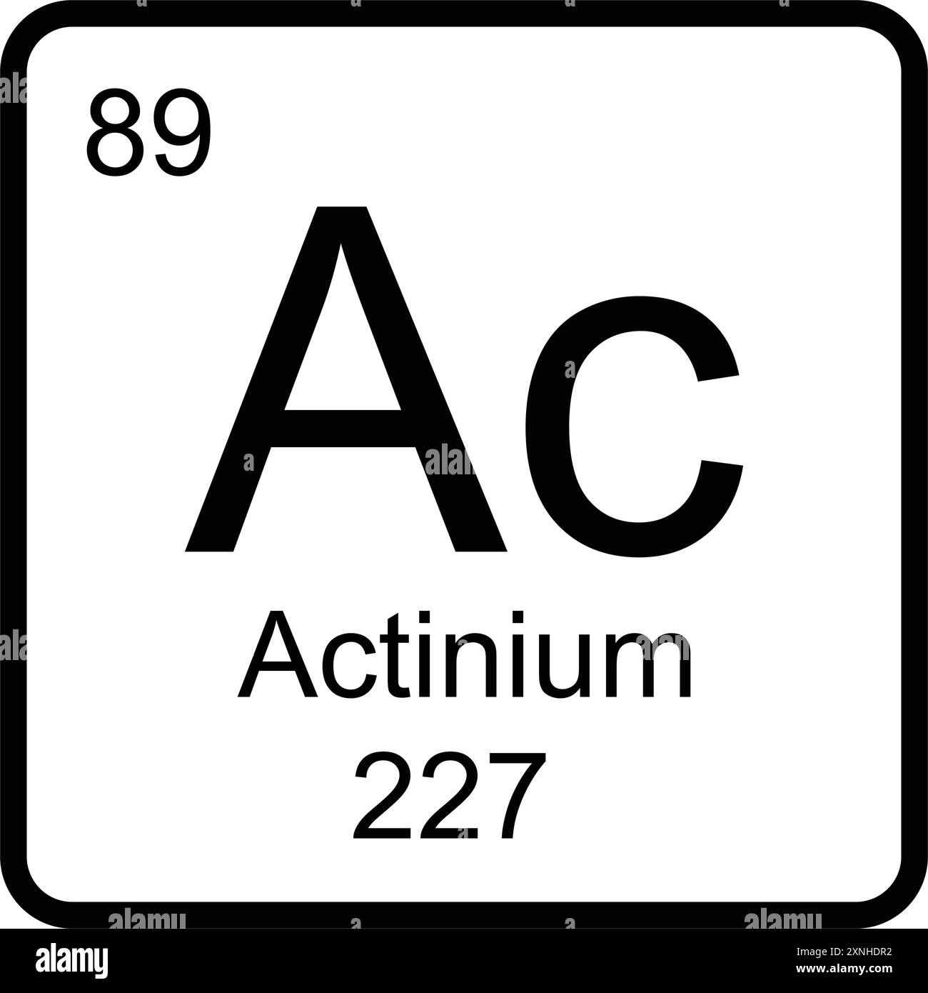 disegno dell'illustrazione dell'atomo di attinio con icona dell'elemento periodico Illustrazione Vettoriale