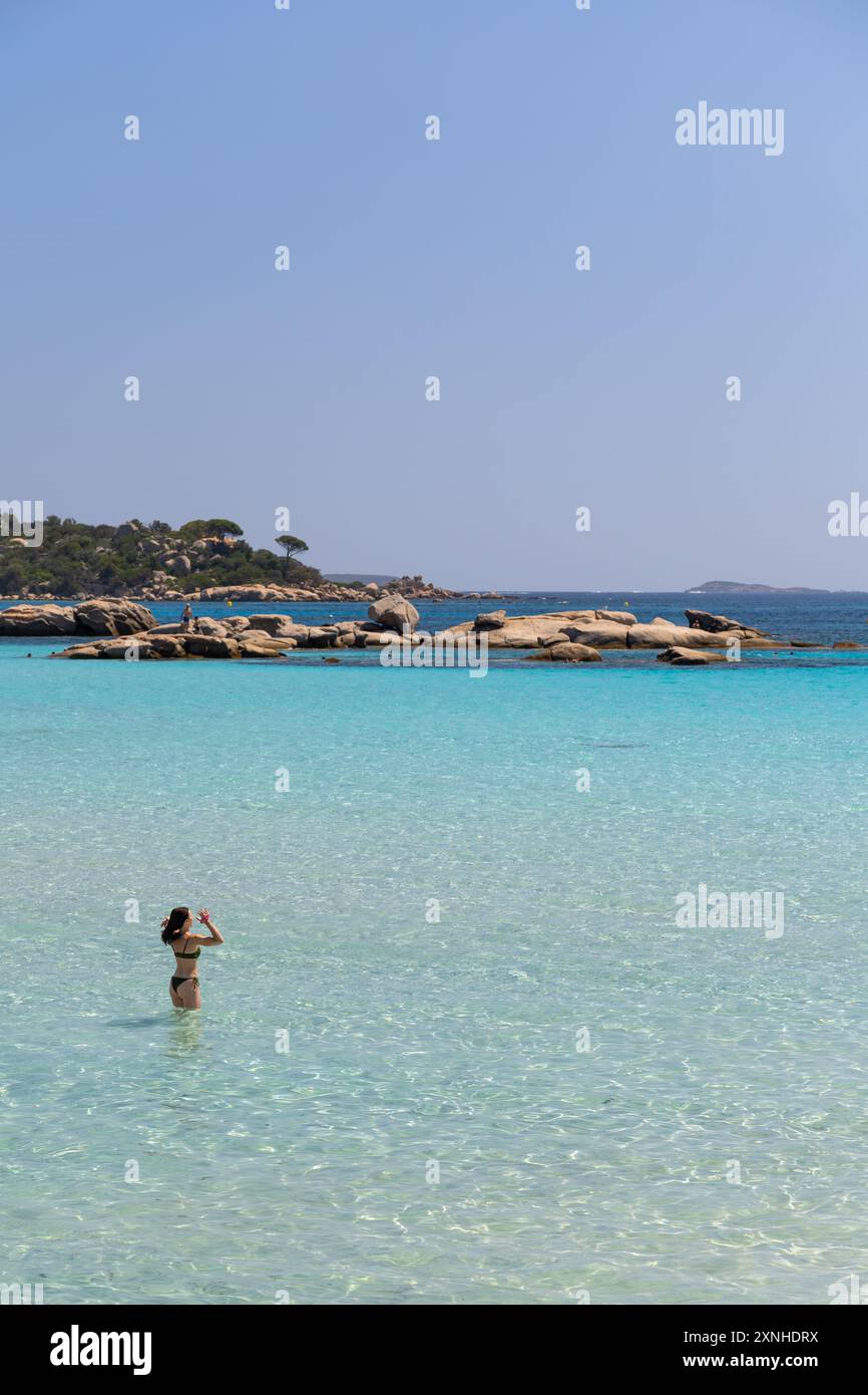 Spiaggia di Santa Giulia Corsica, Francia Foto Stock