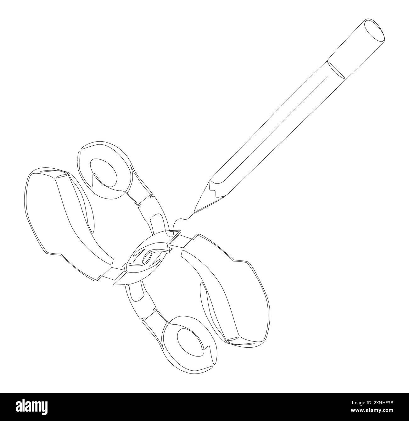 Una linea continua di cuffie disegnata con una matita e un pennarello. Concetto del vettore dell'illustrazione a linee sottili. Idee creative per il disegno dei contorni. Illustrazione Vettoriale