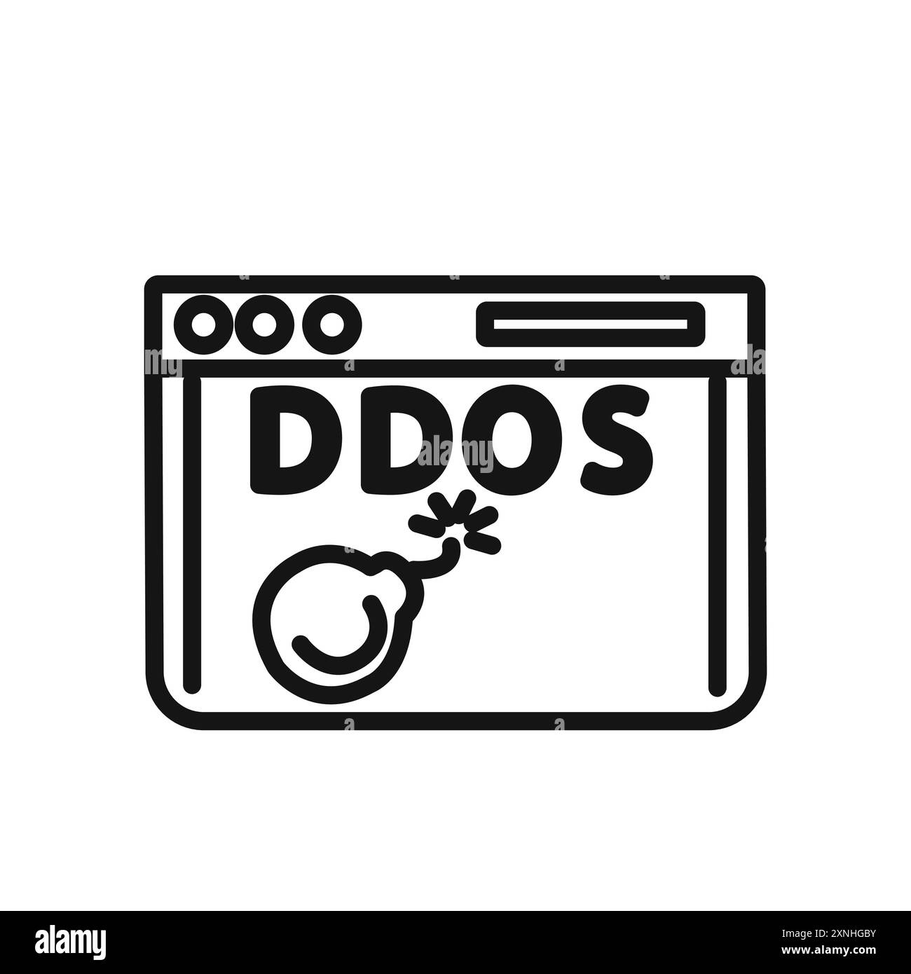 Icona DDoS segno grafico vettoriale lineare o set di simboli per l'interfaccia utente dell'app Web Illustrazione Vettoriale
