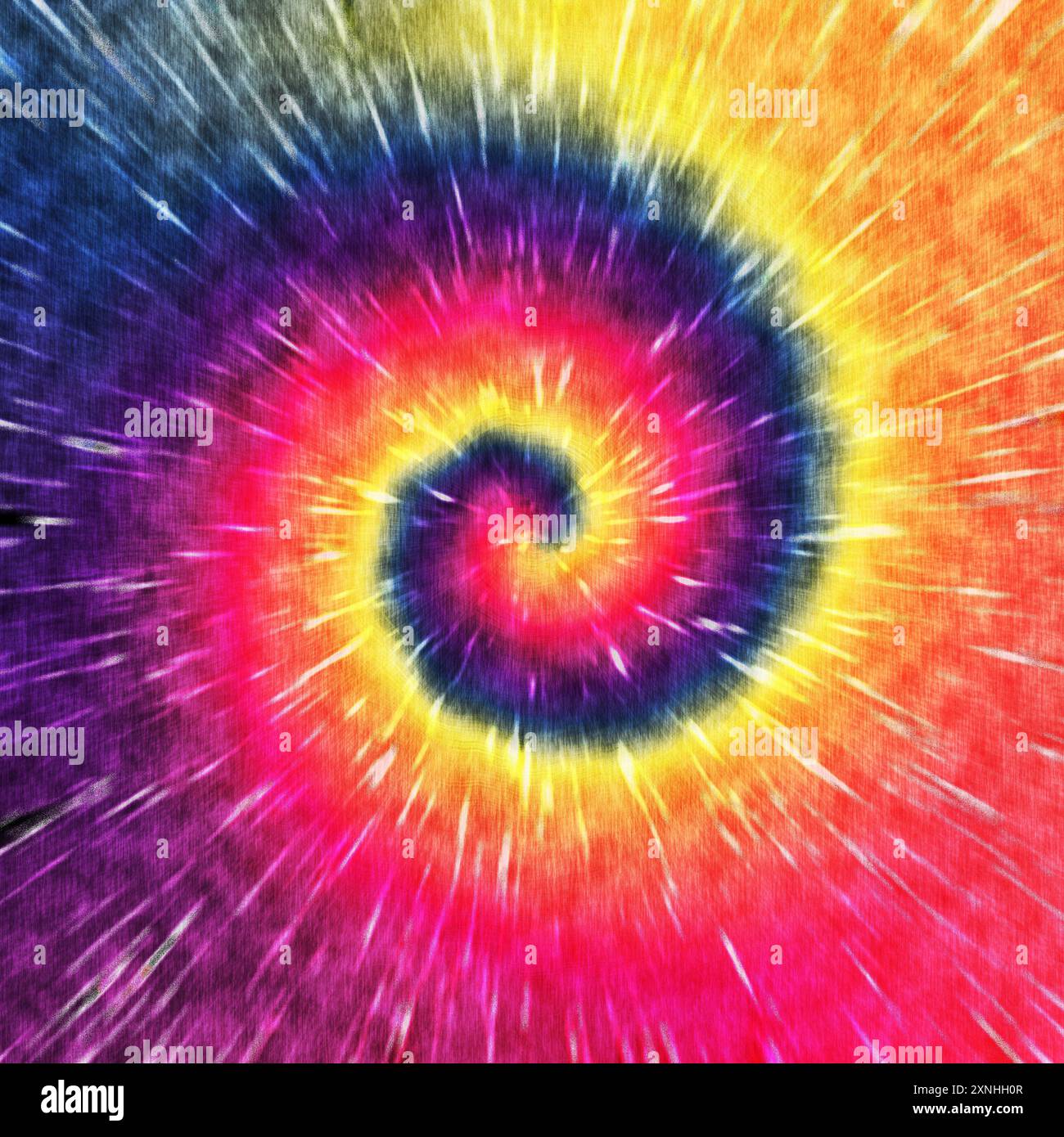 Colorato effetto tie-dye astratto sprial. Progettato per tessuti, tessuti, indumenti, stampe di tessuti, carte da parati, carta da imballaggio, cuscino imbottito Foto Stock