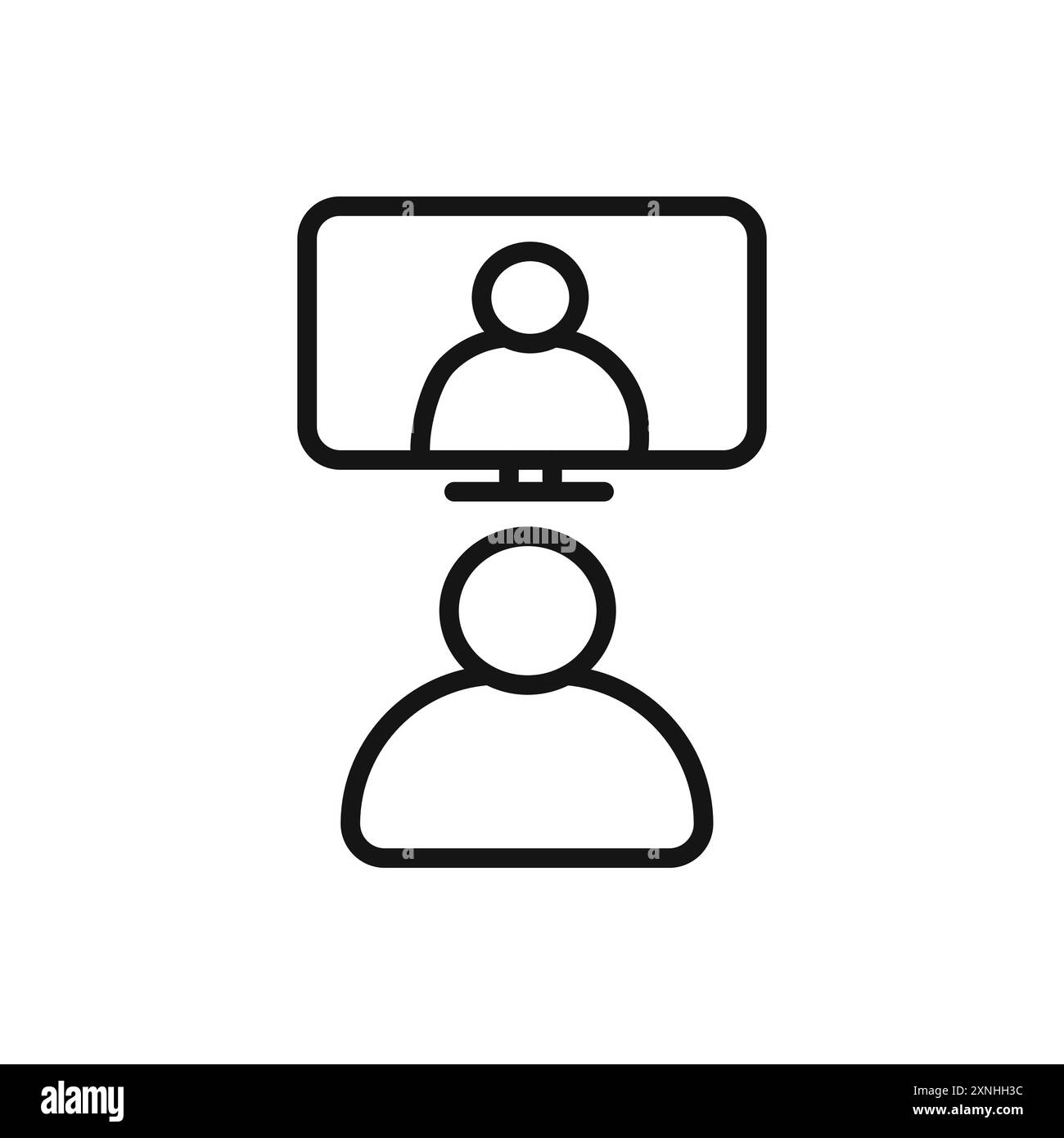 Icona della videoconferenza, segno grafico vettoriale lineare o set di simboli per l'interfaccia utente dell'app Web Illustrazione Vettoriale