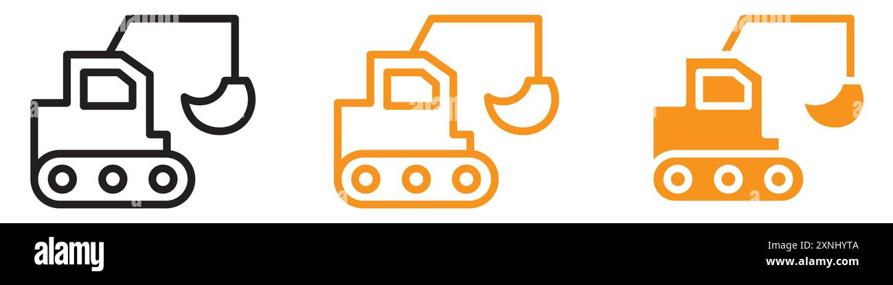 Icona bulldozer, logo web design, collezione in formato vettoriale piatto Illustrazione Vettoriale