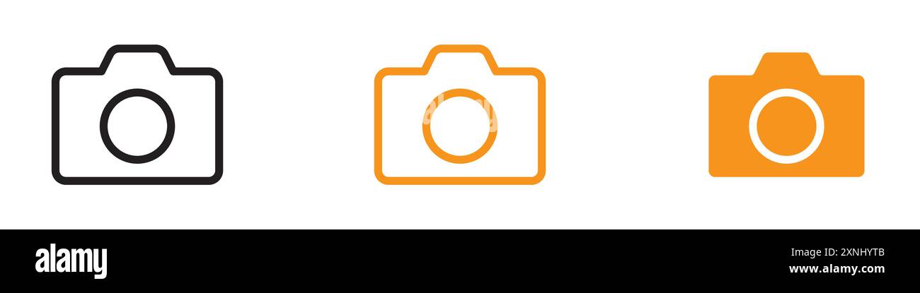 Icona della fotocamera, logo web design, collezione in formato vettoriale piatto Illustrazione Vettoriale