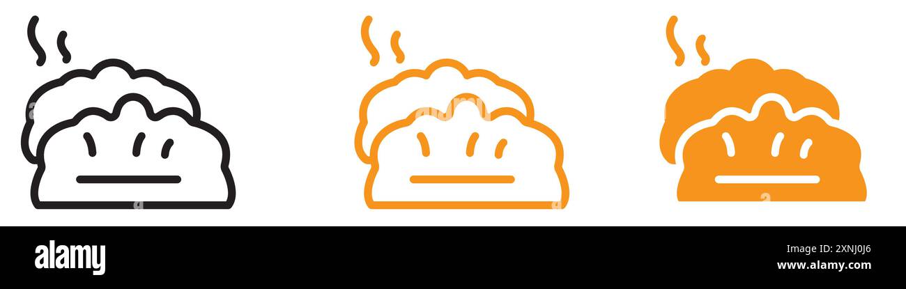 icona gnocchi con logo web design collezione in formato vettoriale piatto Illustrazione Vettoriale