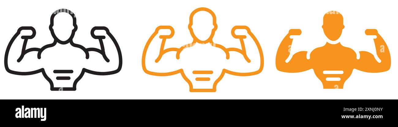 L'uomo ha forti muscoli icona web design collezione di logo in vettoriale piatto Illustrazione Vettoriale