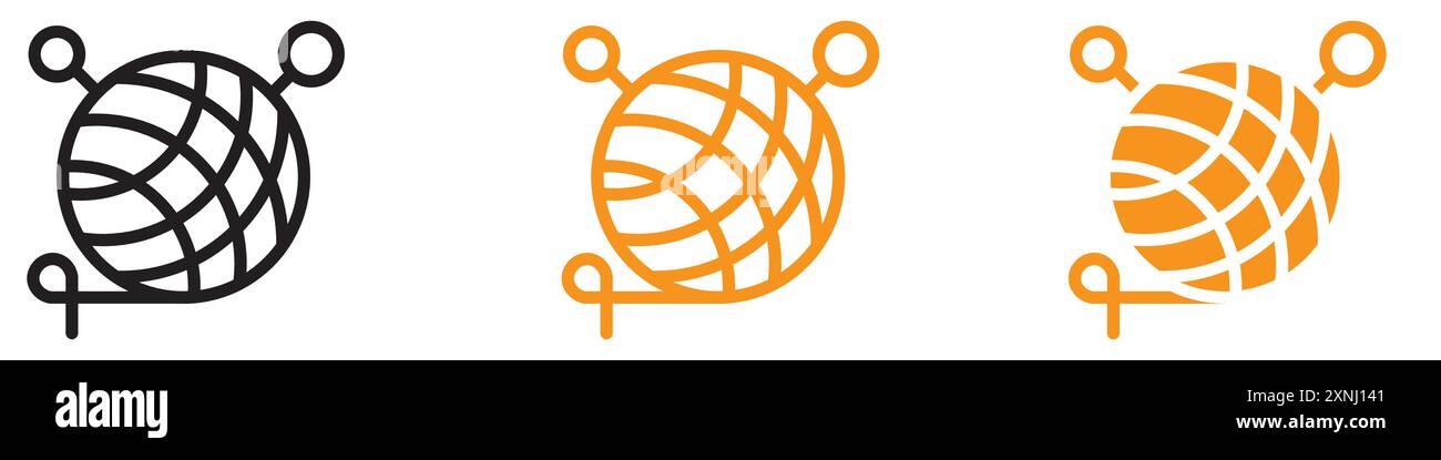 Filati in maglia con logo con icona ad ago e design Web Collection in formato vettoriale piatto Illustrazione Vettoriale