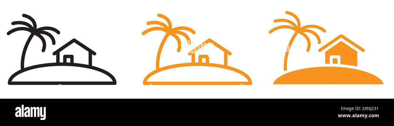 Collezione di logo di design web icona del resort Tropical isle in formato vettoriale piatto Illustrazione Vettoriale