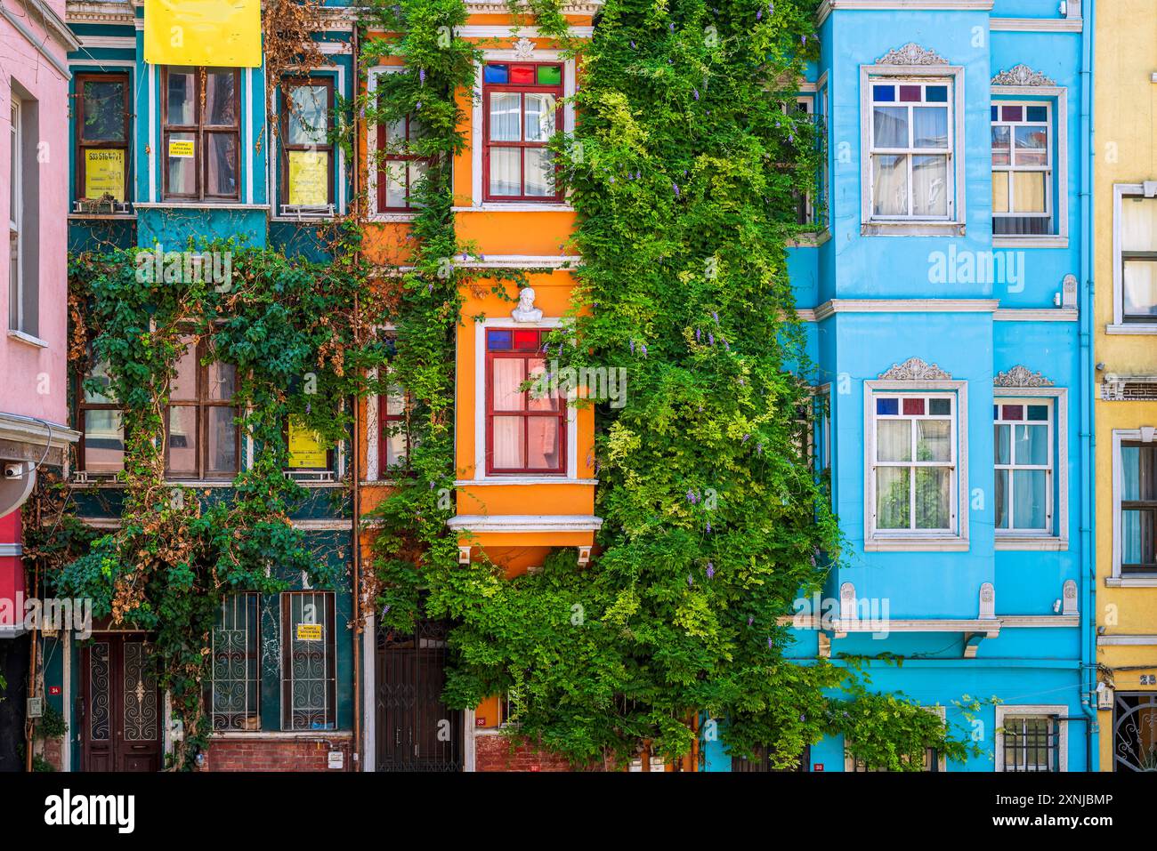Case colorate, quartiere Balat, Istanbul, Turchia Foto Stock