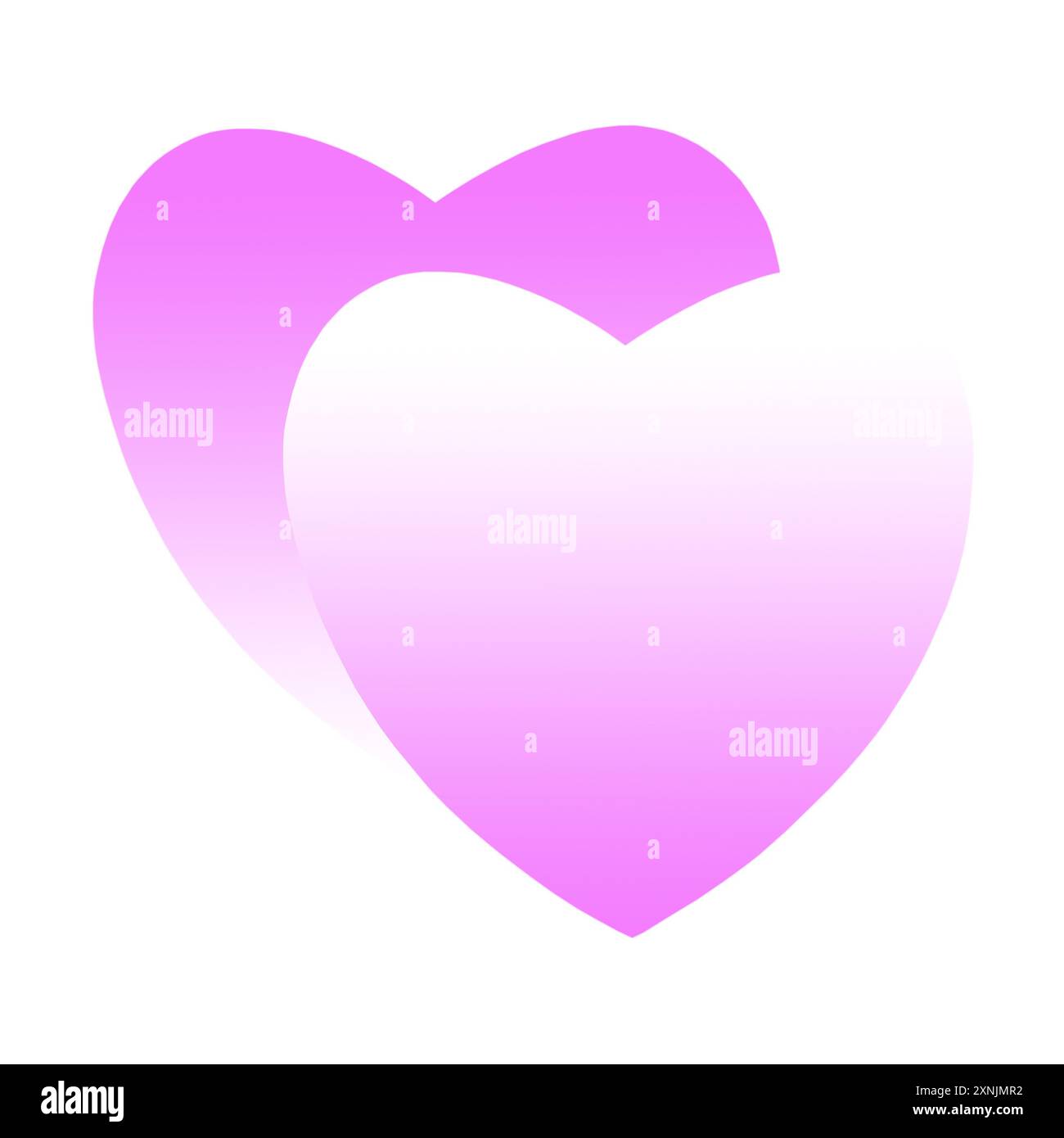 Logo viola a forma di cuore, simbolo dell'amore sul bianco. Astratta due cuori come un unico concetto per il tag regalo e il biglietto d'auguri. Disegno astratto gradiente. Foto Stock