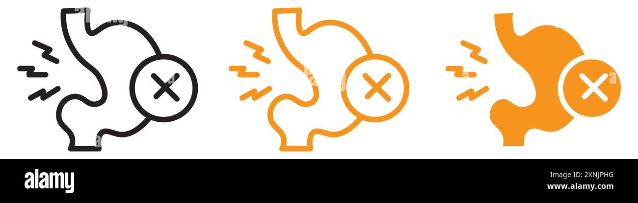 Insieme di logo di design Web icona indigestione in vettoriale Illustrazione Vettoriale
