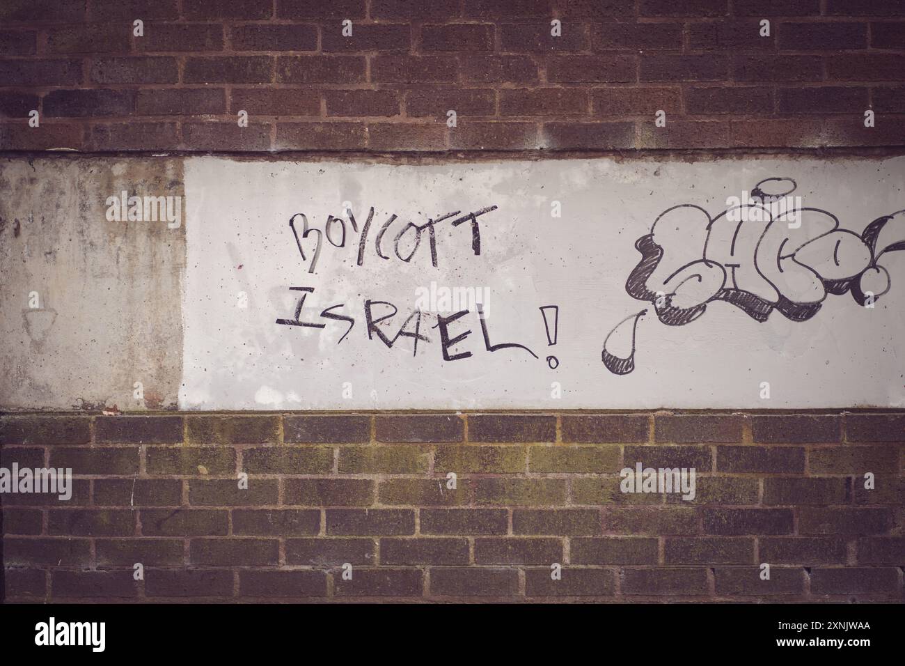 Graffiti anti-Israele a Stockport, luglio 2024 Foto Stock