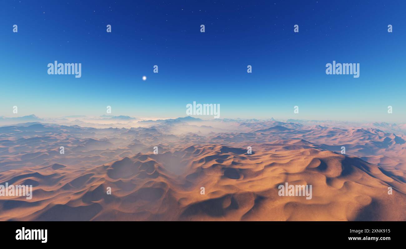 Pianeta deserto alieno. rendering 3d. Foto Stock