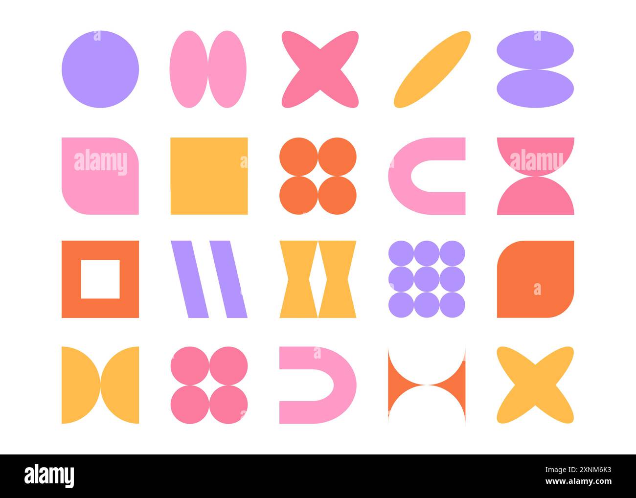 Set di forme semplici per il brutalismo. Forme geometriche colorate, illustrazione vettoriale Illustrazione Vettoriale