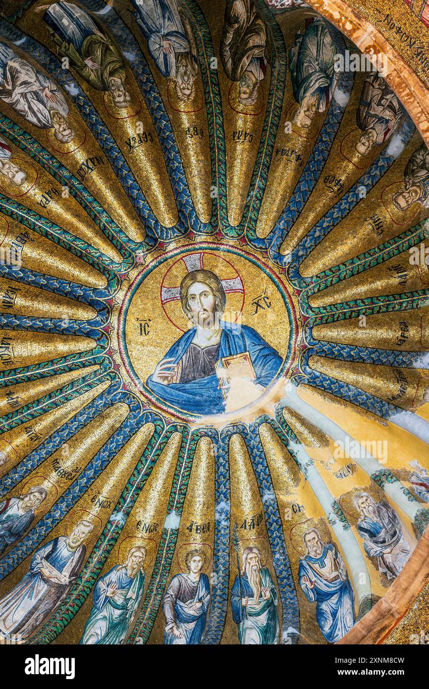 Mosaico di Cristo Pantocratore, chiesa di Chora (Moschea Kariye), Istanbul, Turchia Foto Stock