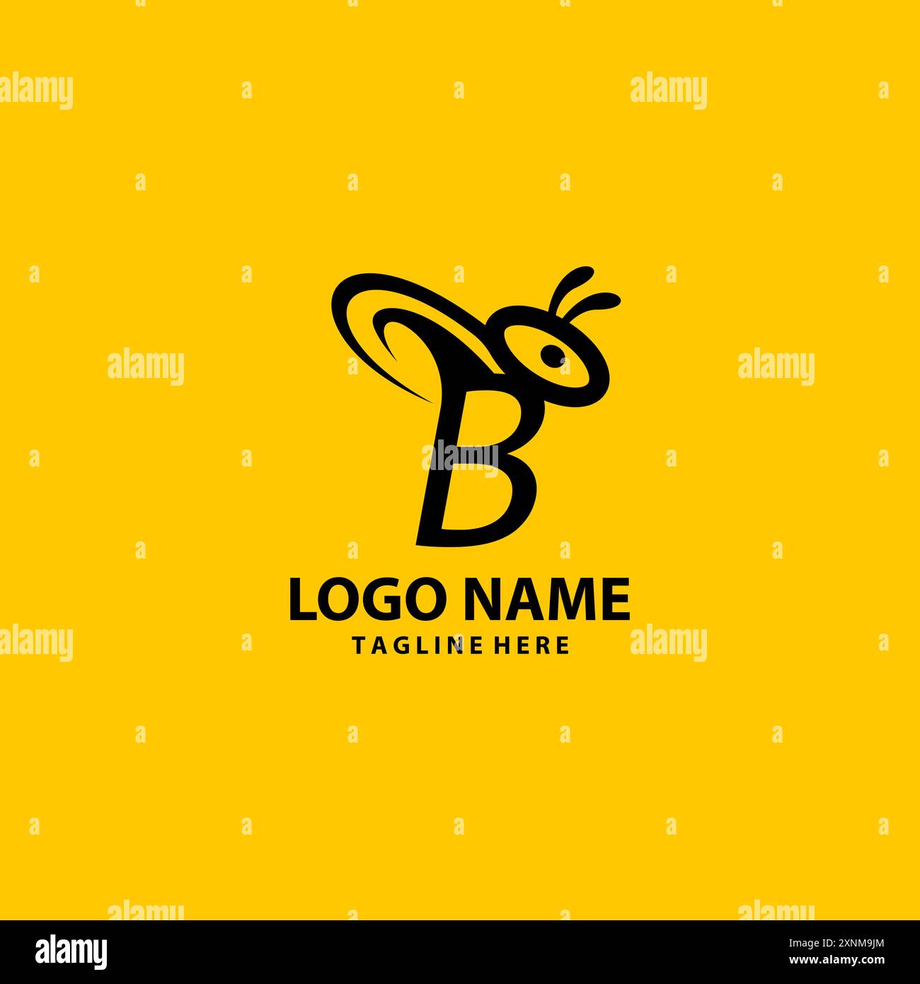 Vettore iniziale di design del logo B Bee Illustrazione Vettoriale
