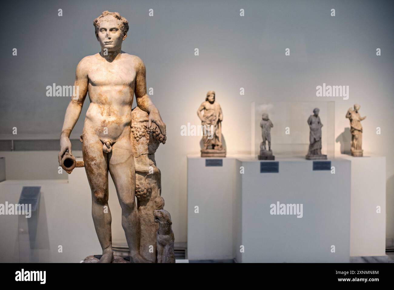 Museo Archeologico Nazionale Antica Scultura greca Atene Grecia // ATENE, Grecia - il Museo Archeologico Nazionale di Atene ospita una vasta gamma di sculture e statue, che rappresentano alcuni dei più bei esempi di arte greca antica. La collezione del museo copre diversi periodi storici, tra cui l'era arcaica, classica ed ellenistica, che mostrano l'evoluzione della scultura greca nel corso dei secoli. I visitatori possono ammirare opere iconiche come l'Afrodite di Arles e le statue di Kouros, che riflettono l'eccellenza artistica e il patrimonio culturale dell'antica Grecia. Foto Stock