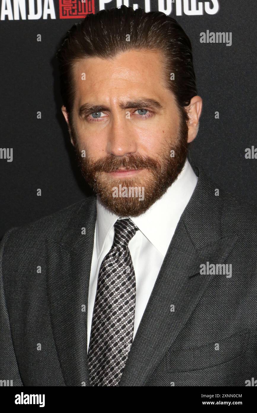 Jake Gyllenhaal partecipa alla prima di "Southpaw" all'AMC Lincoln Square di New York. Foto Stock