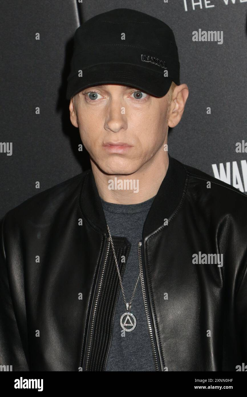 Eminem partecipa alla prima di "Southpaw" all'AMC Lincoln Square di New York. Foto Stock