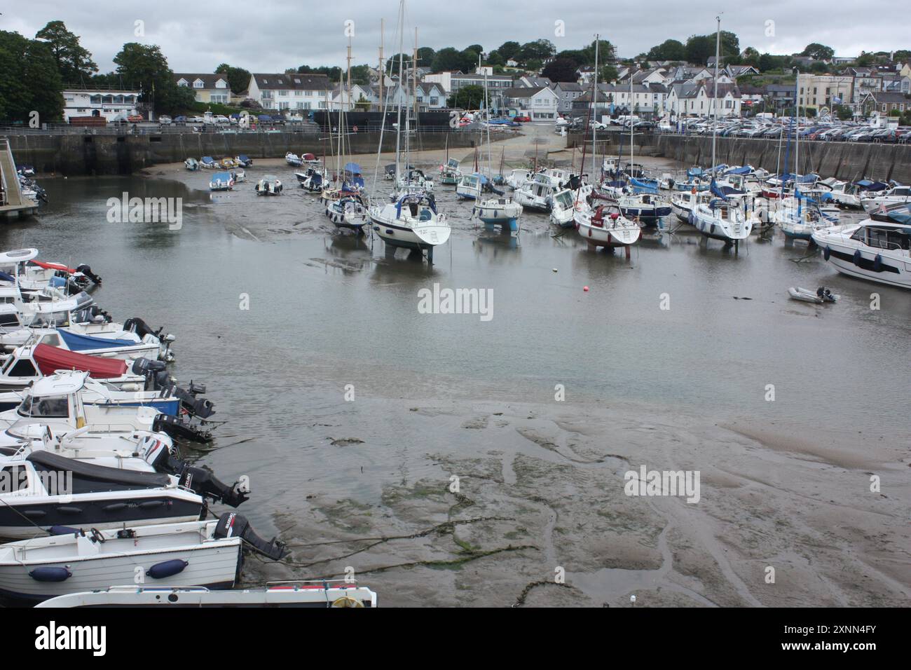 Il porto di Saundersfoot con la marea fuori, Galles, Regno Unito Foto Stock