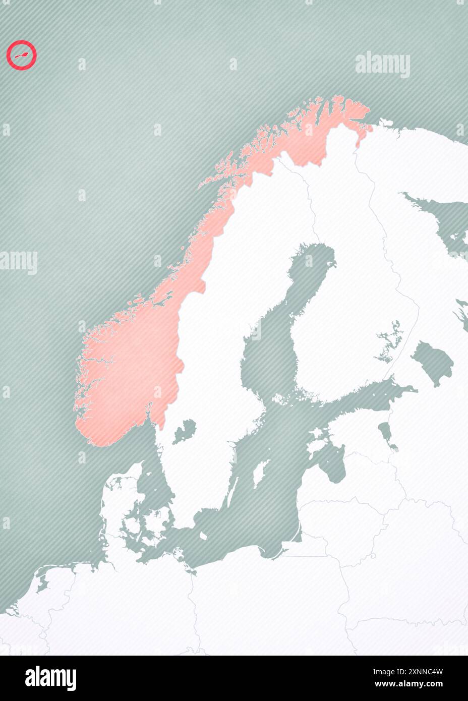 Jan Mayen (Norvegia) sulla mappa della Scandinavia con sfondo vintage a righe morbide. Foto Stock