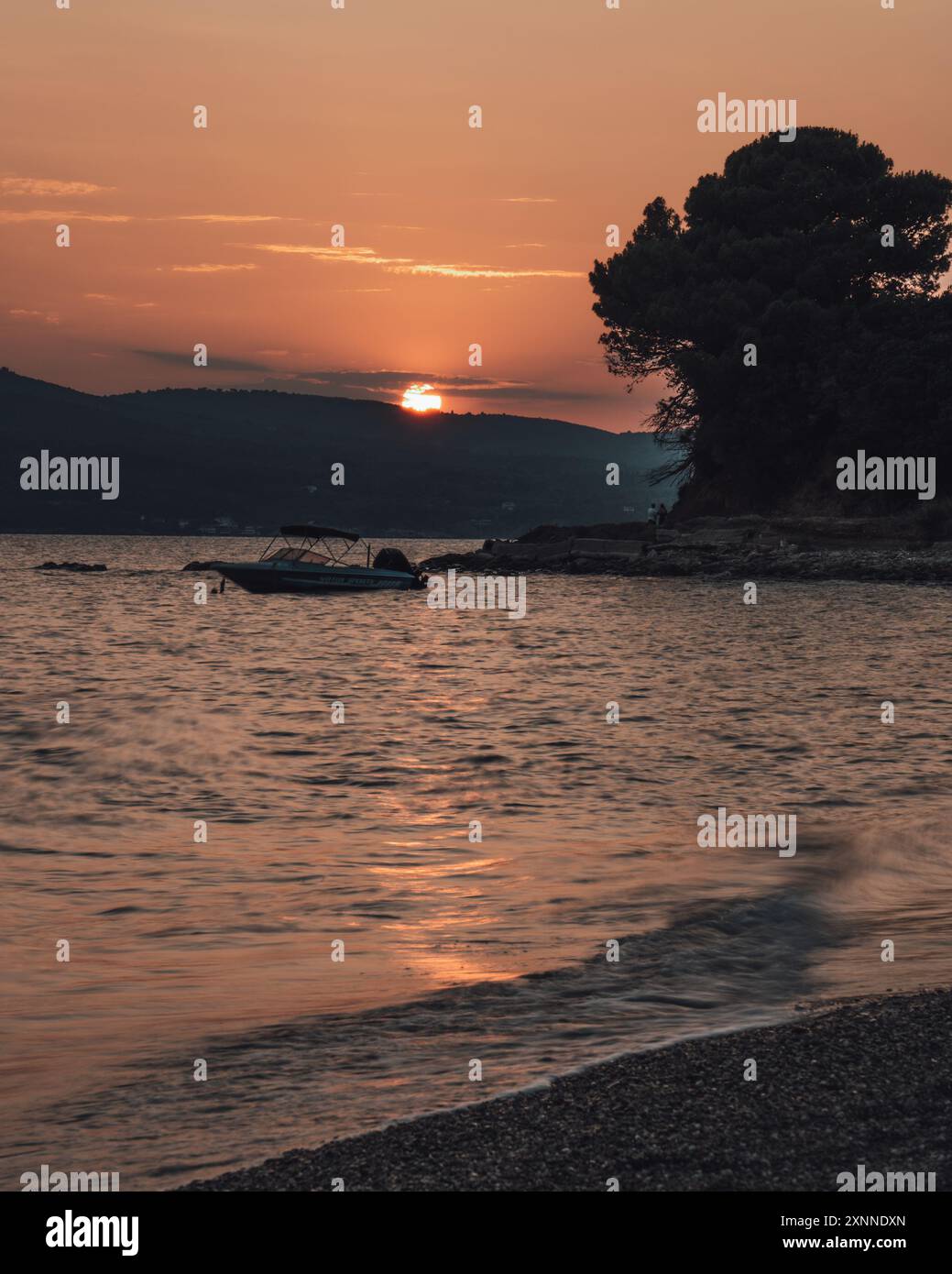 Splendido tramonto in grecia Foto Stock