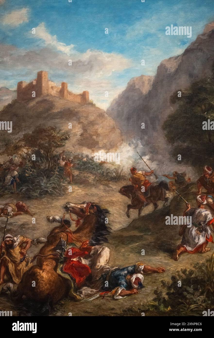 Dipinto di Eugene Delacroix chiamato Arabs skirmishing in the Mountains, dipinto nel 1863 Foto Stock