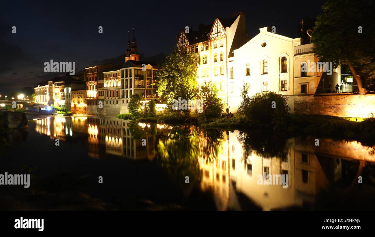 Vista notturna di Opole (Venezia Opole) Polonia Foto Stock