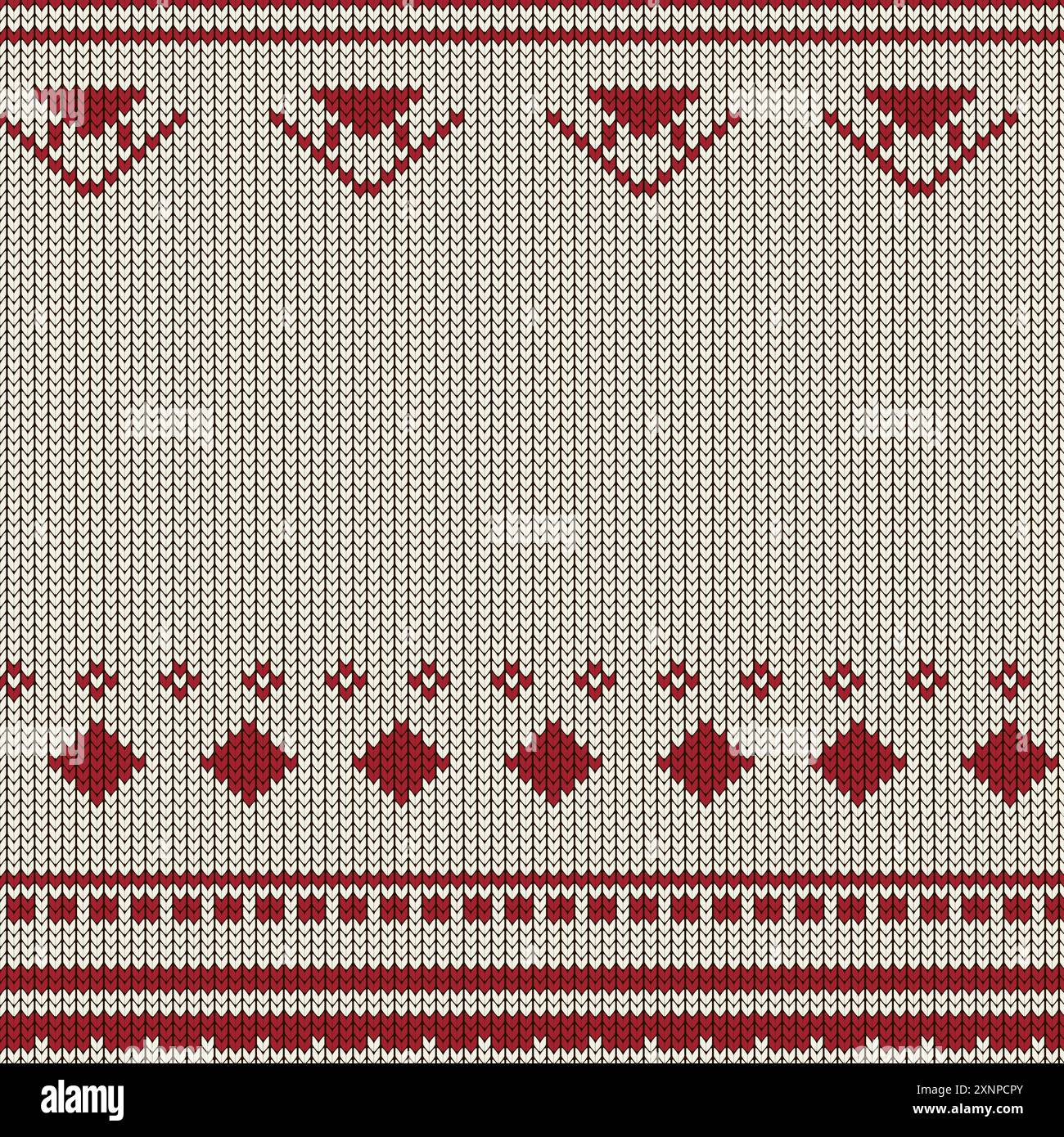 Motivo a maglia rosso liscio motivo vettoriale senza cuciture, felpa Fairisle veste le texture vettoriali bianche e blu Illustrazione Vettoriale