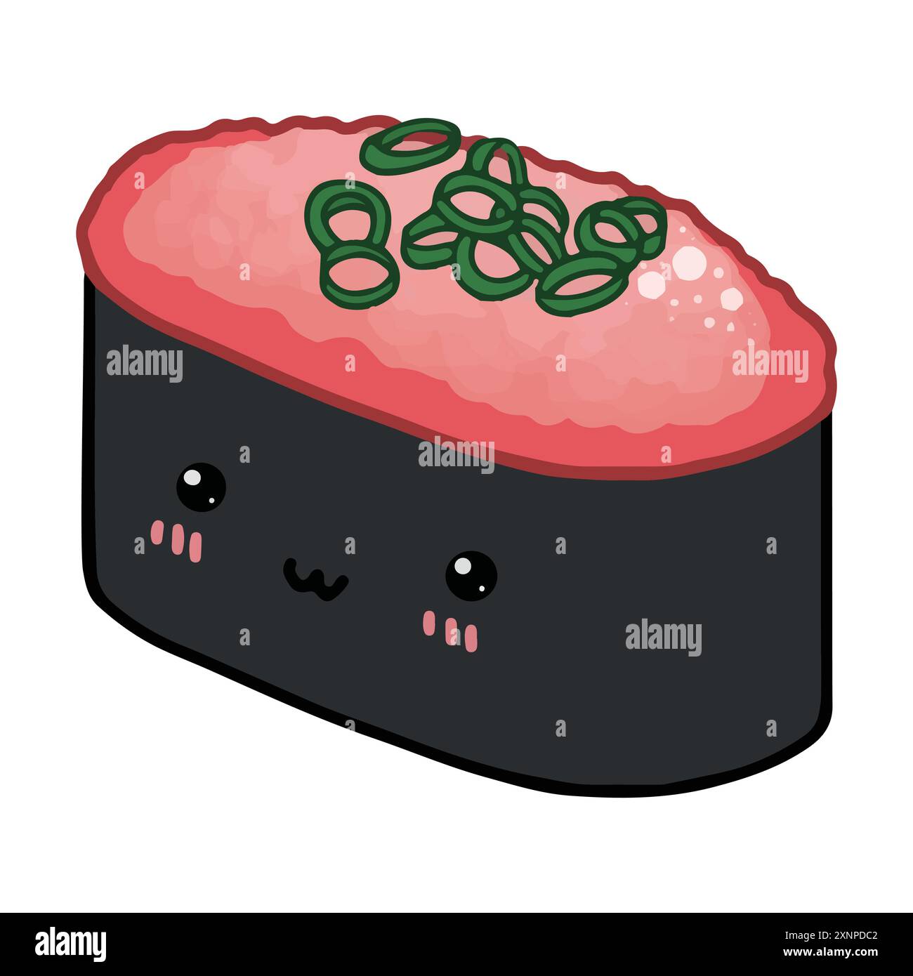 Sushi Gunkanmaki con tonno sminuzzato e cipolla verde Illustrazione Vettoriale Sushi Gunkanmaki con tonno sminuzzato e cipolla verde Illustrazione Vettoriale