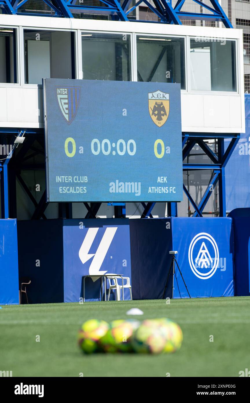 Andorra la Vella, Andorra : 18 luglio 2024 : palline prima del secondo turno di qualificazione - 2a tappa della qualificazione UEFA Europa Conference League 2024 - 2 Foto Stock