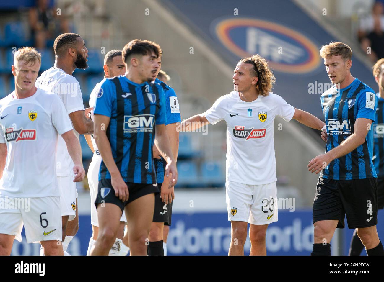 Andorra la Vella, Andorra : 18 luglio 2024 : giocatori in azione durante il secondo turno di qualificazione - 2a tappa della UEFA Europa Conference League Qualificat Foto Stock