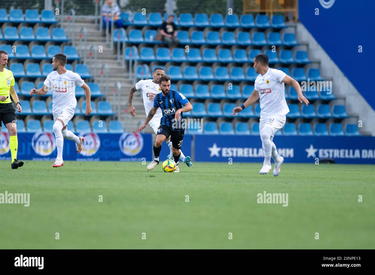 Andorra la Vella, Andorra : 18 luglio 2024 : giocatori in azione durante il secondo turno di qualificazione - 2a tappa della UEFA Europa Conference League Qualificat Foto Stock