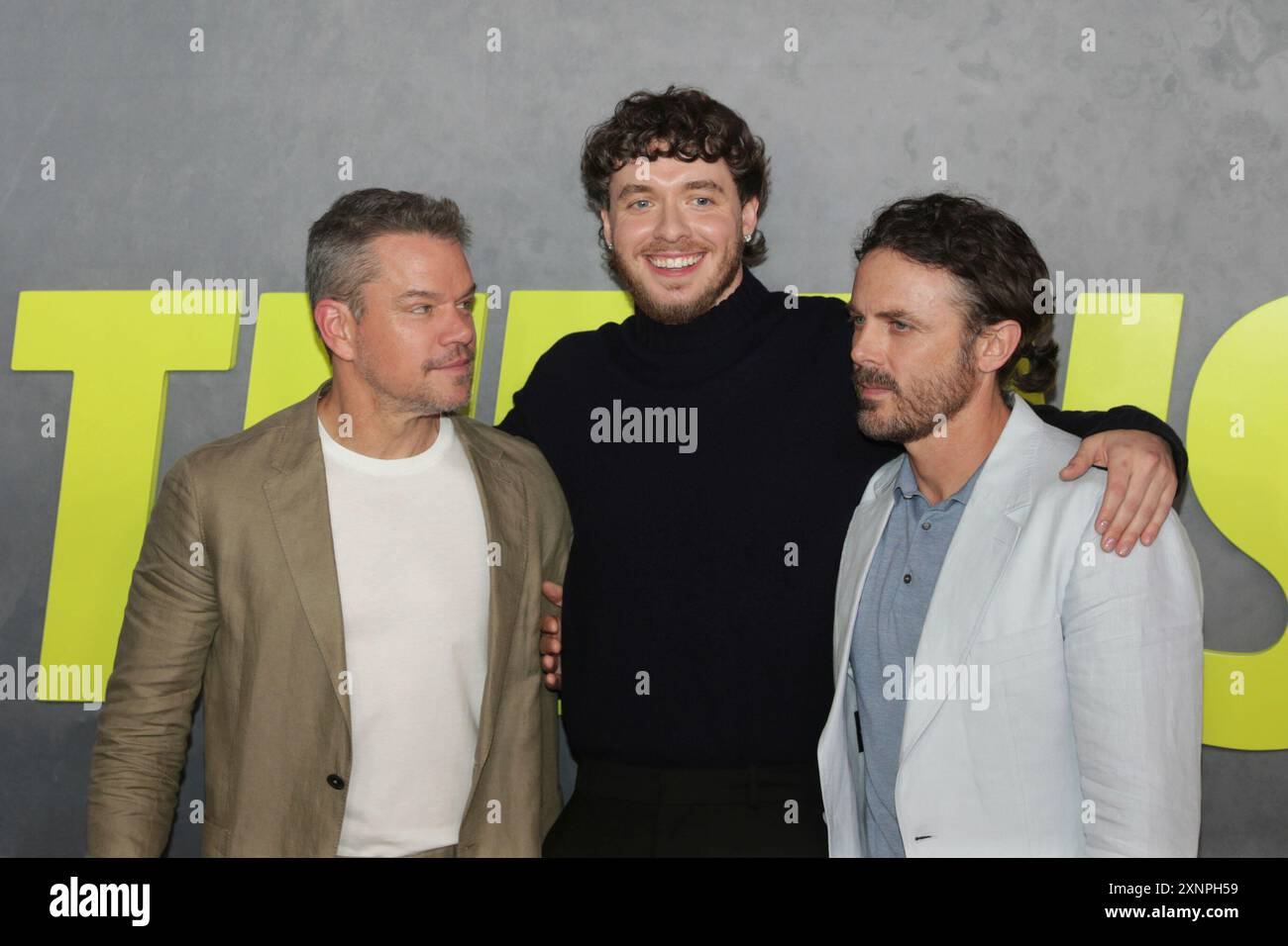 New York, USA, 31 luglio 2024 - Matt Damon, Jack Harlow e Casey Affleck partecipano alla prima cinematografica degli istigatori al Jazz al Lincoln Center di New York, NY il 31 luglio 2024. Foto: Giada Papini Rampelotto/EuropaNewswire Foto Stock