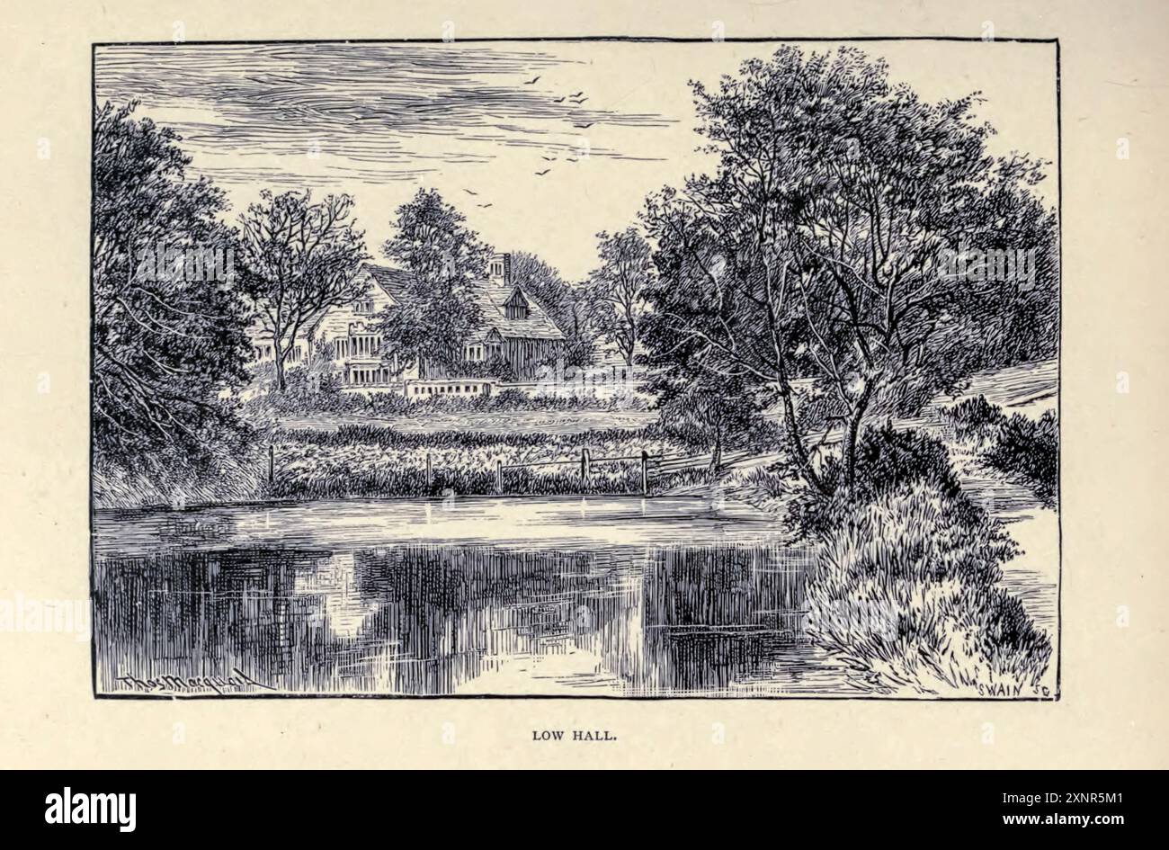 Low Hall Illustration di Thomas R. Macquoid Thomas Robert Macquoid (1820-1912) fu un artista prolifico il cui lavoro includeva pittura ad olio e acquerello, illustrazione di libri e disegni per copertine di libri. Nato a Brompton, Londra, ha vissuto tutta la sua vita nella capitale testo di Katherine Macquoid pubblicato nel 1894 Foto Stock