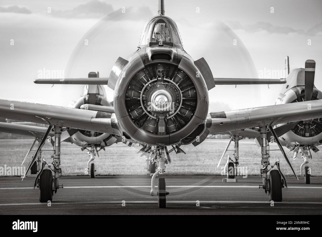 avviamento del motore di un velivolo storico Foto Stock