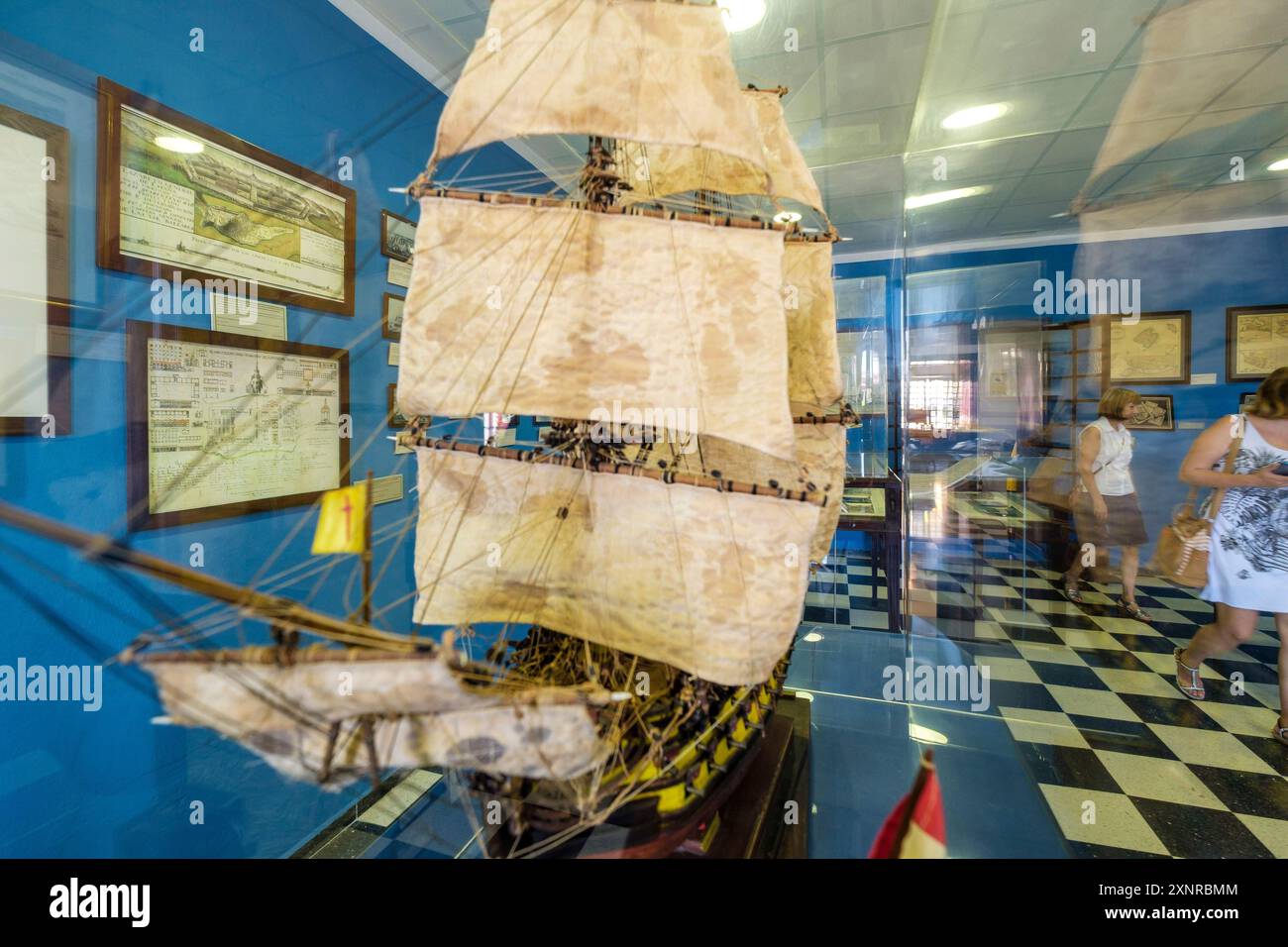 Modello del Navio di Santa Ana alla Battaglia di Trafalgar, 1784, Museo militare di Minorca, ex caserma di Cala Corb, piazza centrale di es Castell Foto Stock