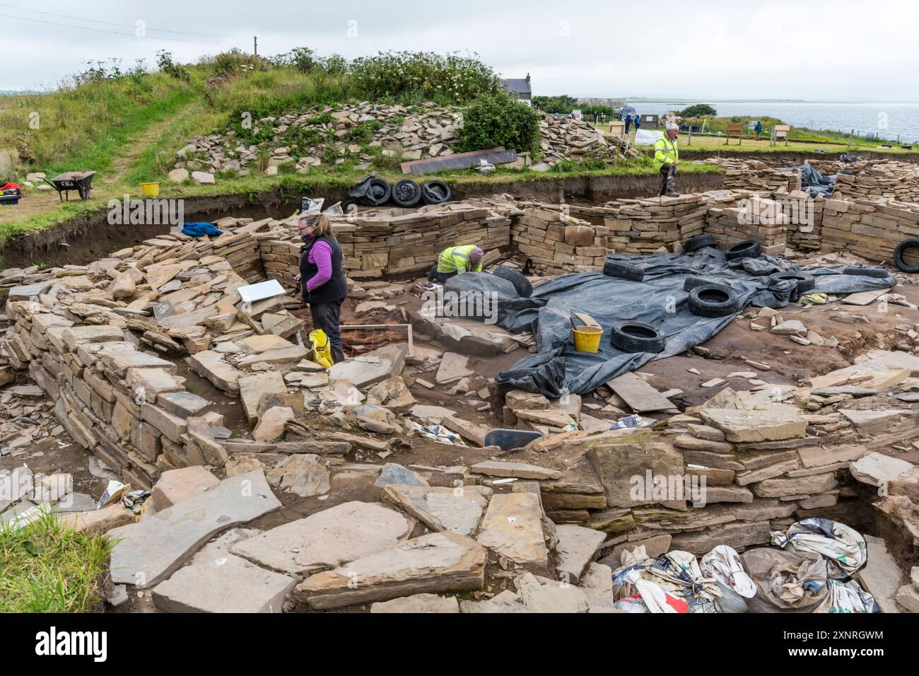 Ness degli scavi di Brodgar. Foto Stock