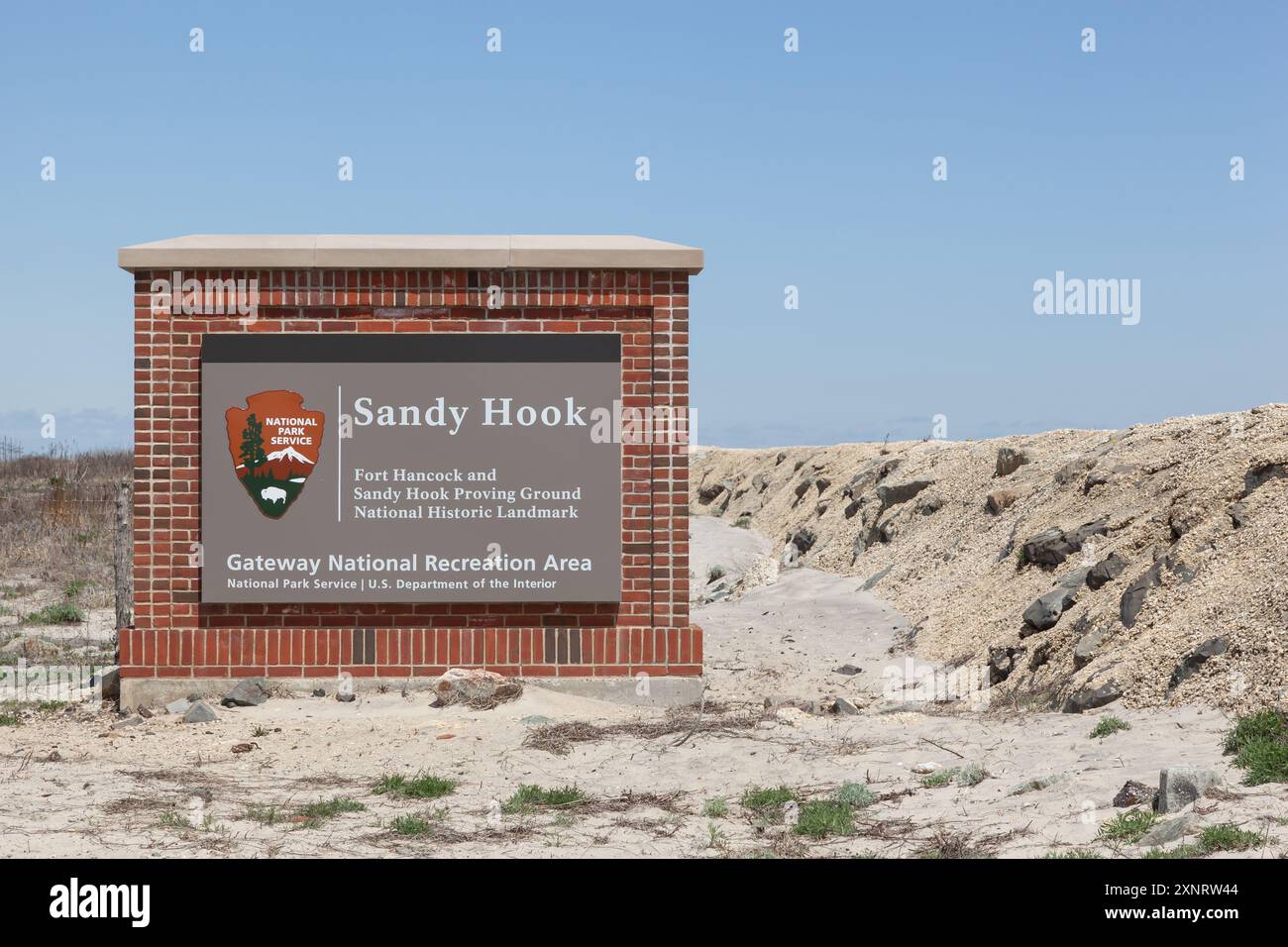 Cartello d'ingresso Sandy Hook, Gateway National Recreation area Foto Stock