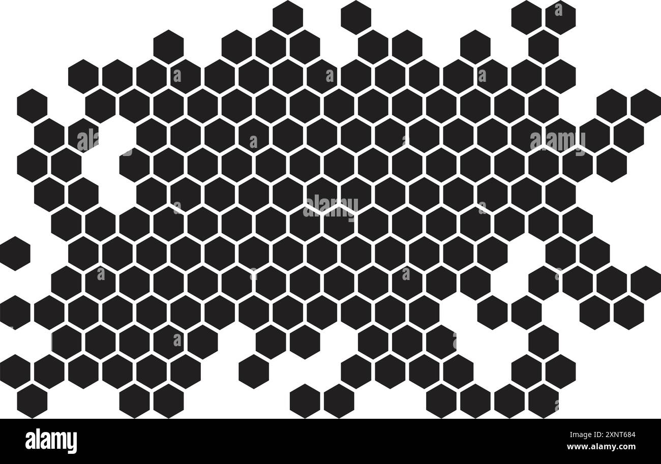 Icona della griglia esagonale in stile piatto. Illustrazione vettoriale esagonale su sfondo isolato. Il modello tecnologico firma il concetto di business. Illustrazione Vettoriale