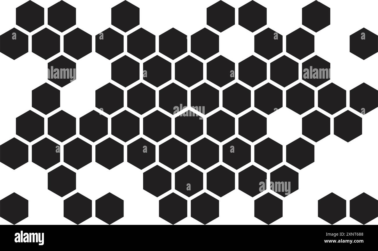 Icona della griglia esagonale in stile piatto. Illustrazione vettoriale esagonale su sfondo isolato. Il modello tecnologico firma il concetto di business. Illustrazione Vettoriale