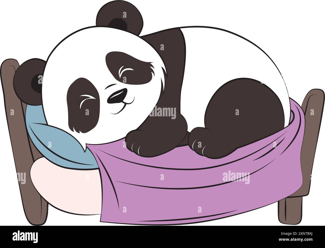 Un bel panda dormiente. Illustrazione vettoriale per maglietta, sito Web, stampa, clip art, poster e stampa su richiesta. Illustrazione Vettoriale