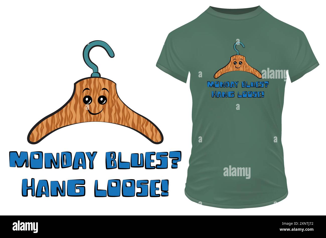 Lunedì blues, tieniti in disparte. Simpatico gancio per cartoni animati con una citazione divertente motivazionale. Illustrazione vettoriale per stampa tshirt su richiesta Illustrazione Vettoriale