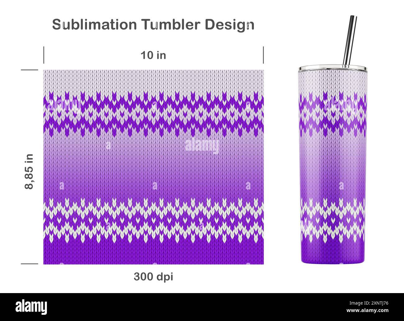 Motivo ombre lavorato a maglia. Dima a sublimazione senza cuciture per bicchiere magro da 20 once. Illustrazione della sublimazione. Senza cuciture da bordo a bordo. Avvolgimento completo Foto Stock