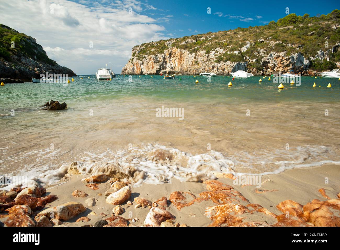 Spiaggia di es Canutells, ippodromo, Minorca, riserva della biosfera, Isole Baleari, Spagna Foto Stock