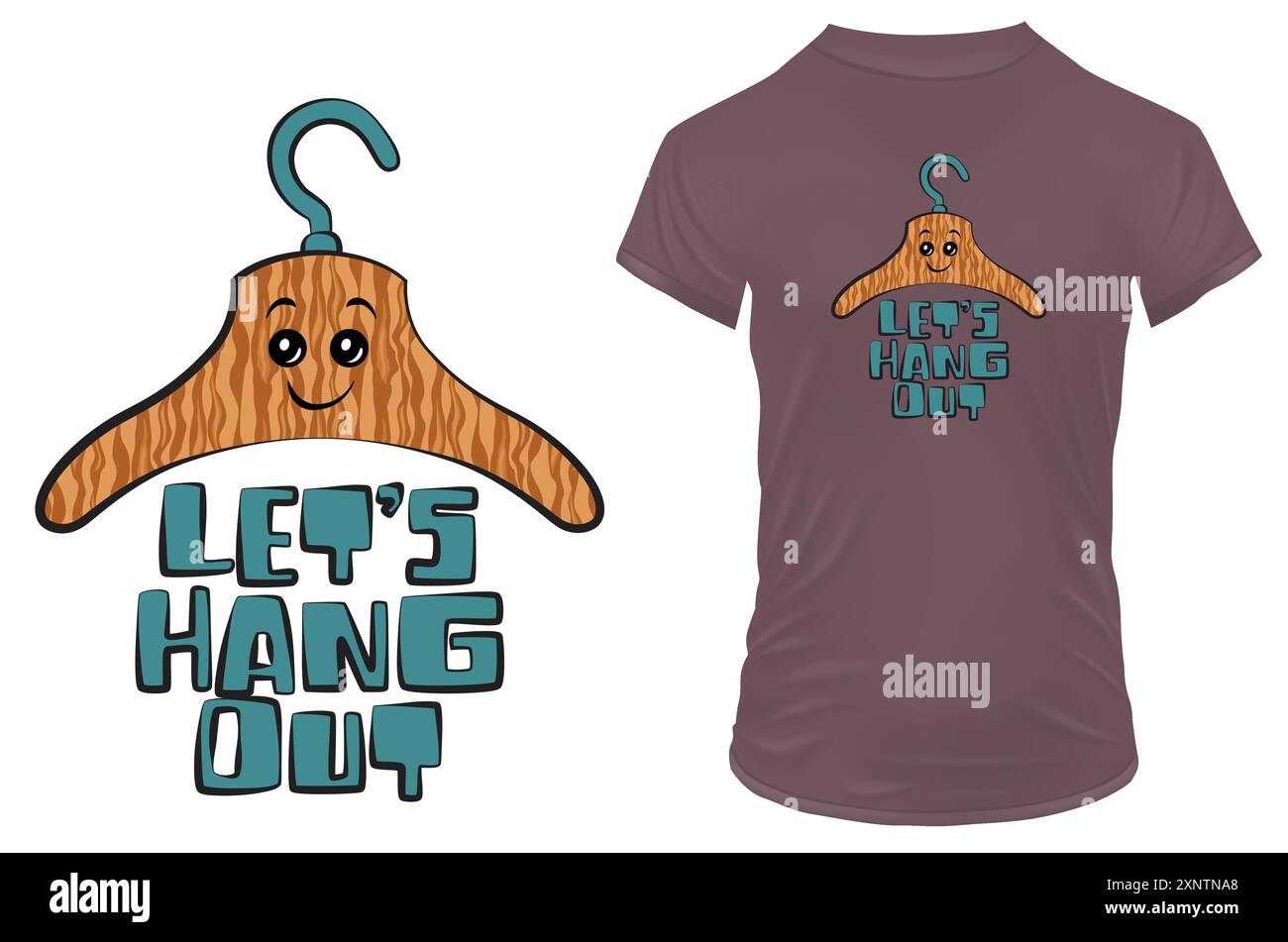 Andiamo insieme. Carino gancio cartoni animati con una citazione divertente. Illustrazione vettoriale per magliette, siti Web, stampa, clip art e merchandising on demand Illustrazione Vettoriale