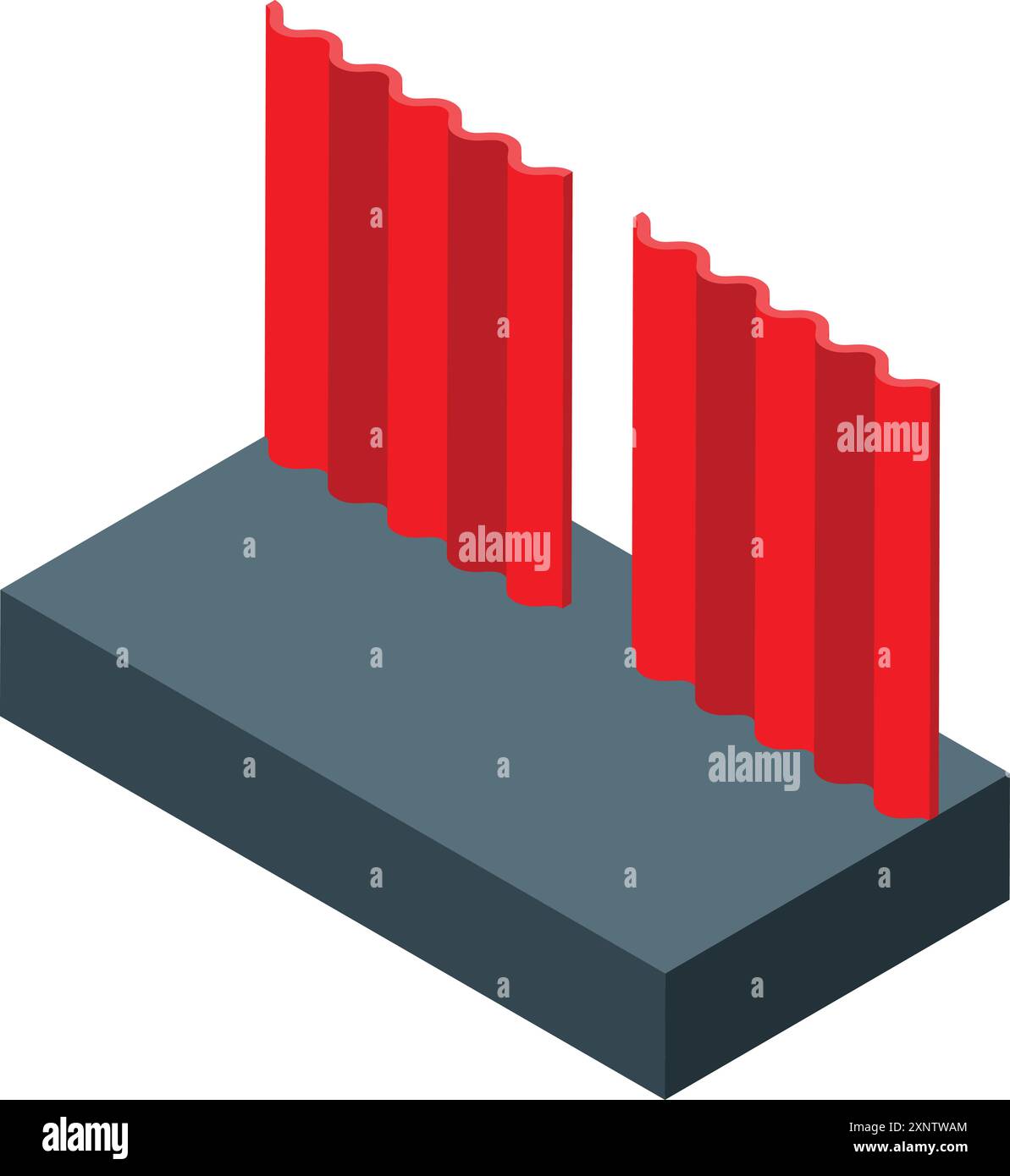 Il profilo in metallo rosso viene utilizzato per la riparazione di tetti, coprendo la vista isometrica dei materiali edili Illustrazione Vettoriale