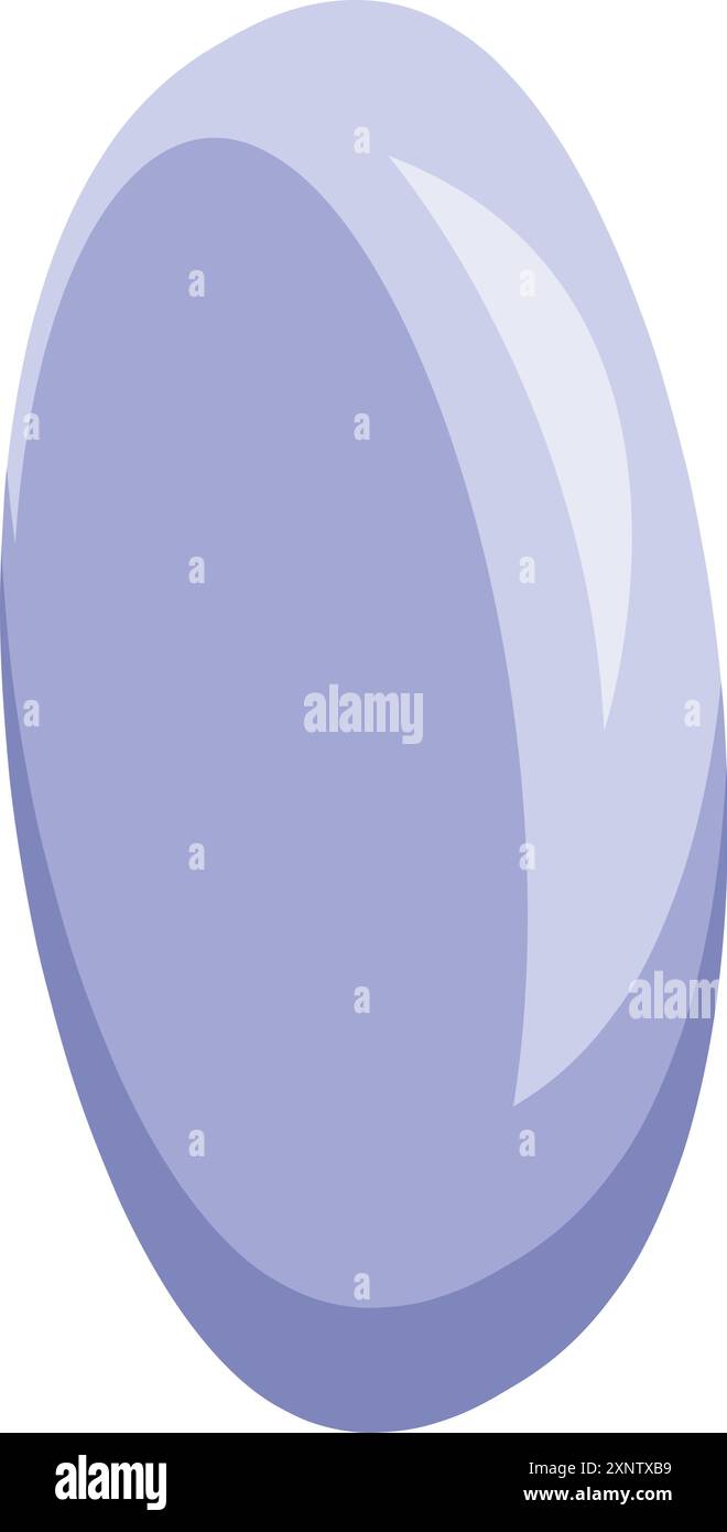 Immagine di una luce ovale viola che riflette una superficie lucida, isolata su uno sfondo bianco Illustrazione Vettoriale